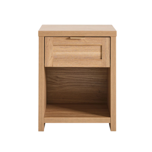 Modern Round Wooden Nightstand with Double Drawer, Curved Bedside Table Solid Wood Storage Cabinet for Bedroom Furniture - Product Image 2