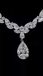 80CT Pear & Marquise Lab Grown Diamond <b>Necklace</b> 14K White Gold E VS1 IGI Certified <b>Statement</b> Pendant Lariat Tennis <b>Necklace</b> - Product Image 4