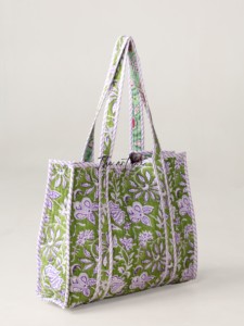 Assorted Floral Quilted Cotton Tote <b>Bags</b> | Handmade Block Print Shoulder <b>Bags</b> | Wholesale Tote Collection - Product Image 1
