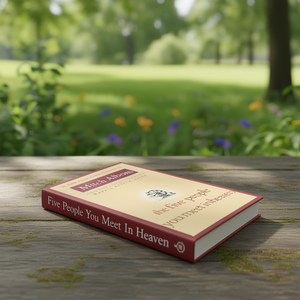 Cinq personnes que vous rencontrez au paradis par l'auteur Mitch Albom, livre broché personnalisé, impression de couverture souple - Product Image 1
