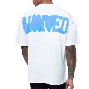 Camiseta Blanca Extra Grande para Hombre con Estampado de Letras Azules en la Espalda, Cuello Redondo, Manga Corta, Estilo Urbano, Tejido de Punto - Product Image 1