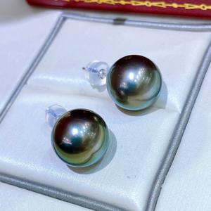 Pendientes de Perlas de Oro Verde Pavo Real de 10-11 mm al por Mayor del Fabricante con Elegante Caja de Regalo Personalizada - Product Image 2