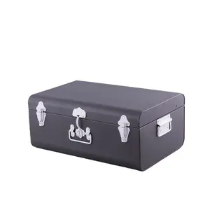 Decorative hot sale metal black storage trunk with silver locks high quality best selling metal trunk box