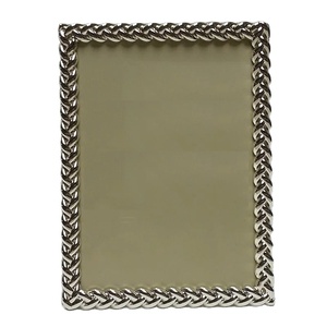 Luxury Silver Metal Picture <b>Frame</b> with Braided Rope Border High-Gloss Chrome Photo <b>Frame</b> <b>for</b> Home Hotel Tabletop Decor - Product Image 1