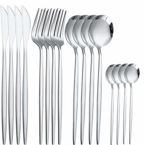 Juego de cubiertos con mango delgado y cabeza redonda, acabado plateado, perfecto para uso en restaurantes y oficinas, juego de cubiertos de la India. - Product Image 5