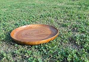 Assiette de service en bois vintage bohème rustique biodégradable écologique de 10 pouces, faite à la main, compatible micro-ondes, vente en gros - Product Image 2