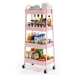 Carrello da Cucina Mobile a 3/4 Livelli con Ruote Bloccabili, Scaffale Metallico Movibile - Product Image 1
