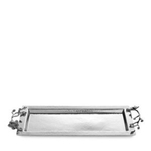 Luxury Silver Stainless Steel <b>Mirror</b> Decorative Tray with Gold Ginkgo Leaf Handles for Wedding Party Coffee <b>Table</b> Food Serving - Product Image 6