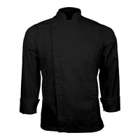 Veste de chef pour homme à manches longues et courtes, noire, en polyester, uniforme de restaurant et de bar, fermeture à boutons, tissu tissé, uniformes personnalisés