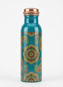 ขวดน้ำโลหะทันสมัยสีฟ้าอมเขียวลายซันเบิร์สต์แบบพกพาพร้อมฝาเกลียว - Product Image 6