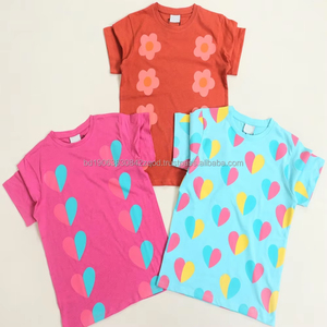 Fabriqué au Bangladesh, t-shirts pour garçons et filles en coton biologique, manches courtes, vêtements pour enfants, lot de stock, styles variés - Product Image 1