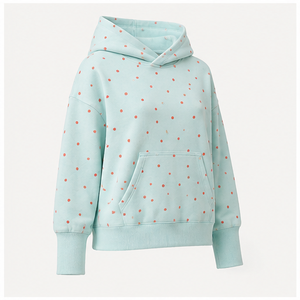Sweat à capuche personnalisable pour femme, coupe ample et courte, à pois irréguliers, en molleton bouclé doux, couleur aqua pâle WPHOOD-0023 - Product Image 4