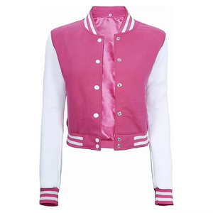 Wholesale Regular Varsity <b>Jackets</b> Winter Custom <b>Women</b> Unisex Plus Size Breathable Casual Streetwear Sheep Leather Stand Collar - Product Image 1