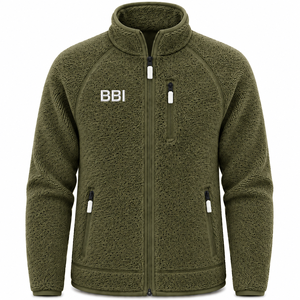 Veste polaire unisexe vert menthe personnalisée OEM en gros, manteau Sherpa à fermeture éclair intégrale, col montant, polaire chaude pour activités de plein air - Product Image 6