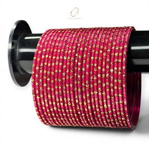 Vibrant Fuchsia Pink Trendy Gold Plated Glitter Crystal Fashion Bangles <b>Bracelet</b> Indian Jewelry for Women Wedding Wear Wholesale - Product Image 5