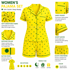 Ensemble de pyjama en satin de soie Cosh International Sisterhood Sorority, 2 pièces, vêtements de nuit boutonnés, ensemble de vêtements de détente, haut à manches courtes, short - Product Image 6