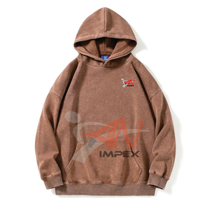 Sudadera con capucha vintage para hombre, 330 g/m², efecto desgastado por el sol, sin cordón, calidad E, gris lavado ácido, primavera-otoño 2026, venta al por mayor - Product Image 2