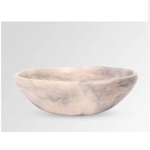 Bol à salade en résine fait main ODM, blanc et noir, avec texture marbrée et motif tourbillon aquatique, également utilisable comme bol à fruits pour la maison, effet agate - Product Image 2