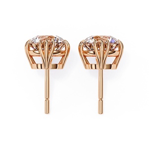 Boucles d'oreilles clous de luxe de qualité supérieure, 1,5 carat chacune, taille ronde, en or massif 14 carats, diamants de laboratoire certifiés IGI, bijoux pour femmes, boucles d'oreilles tendance - Product Image 3