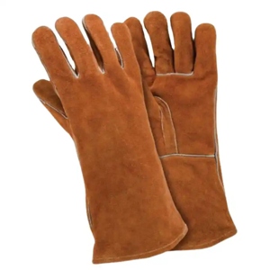Gants en cuir de vachette fendu anti-chaleur et anti-flamme de qualité supérieure, vêtements de sécurité réfléchissants pour la protection des mains en cas d'incendie - Product Image 1