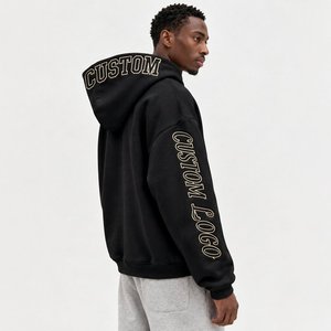 Sweat à capuche oversize tendance pour homme, broderie 3D personnalisée, police artistique, vêtement streetwear premium - Product Image 1