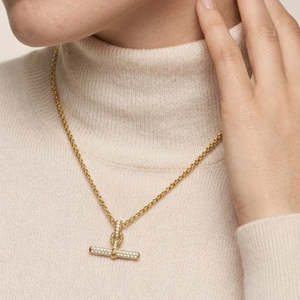 Diamond Moissanite Iced Out <b>T</b>-<b>Bar</b> Pendant Pave <b>Bar</b> Pendant Charm Luxury Gold Plated Statement Pendant Unisex Jewelry - Product Image 2