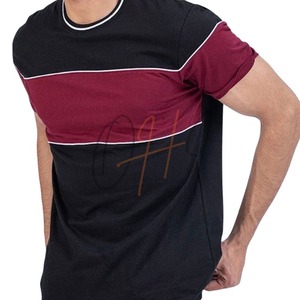 Camiseta de Cuello Redondo con Bloques de Color Tie-Dye para Hombre, Ajuste Holgado y Transpirable, 100% Algodón, Negro y Borgoña con Detalle de Ribete Blanco - Product Image 5