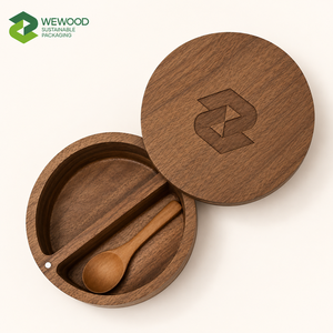 Boîte à épices double en bois d'acacia avec logo personnalisé, boîte de rangement pour assaisonnements en bois, fabricant OEM ODM - Product Image 4