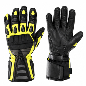 Guantes de Motocicleta de Invierno Verde Neón, Guantes de Cuero para Motociclismo, Protección para Carreras - Product Image 1