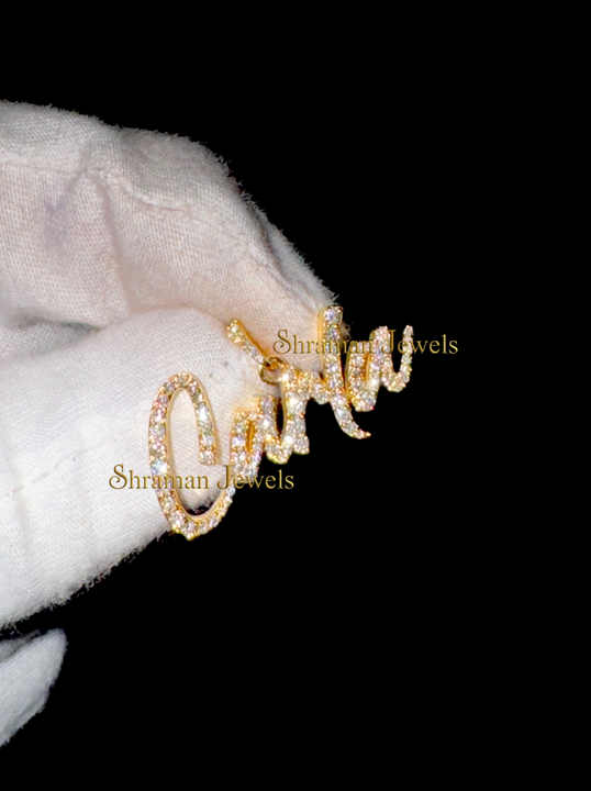 Custom Iced Out 10K Solid Gold Hip Hop Personalized Letter Name necklace Natural Real Diamond Charm Pendant Gift for Daughter