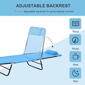 Sdraio Pieghevole da Piscina con Seduta e Poggiatesta in Rete Traspirante per Prendere il Sole e Rilassarsi - Product Image 4