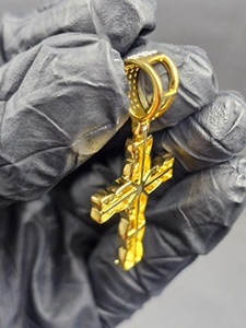 สร้อยคอประดับเพชรแนวฮิปฮอปโทนสีทองจี้ไขว้สุดคลาสสิกแบบมีเอกลักษณ์เครื่องประดับหรูหราขนาดเล็ก - Product Image 5