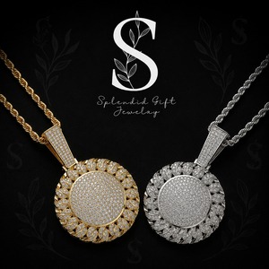 Fashion Charms Necklace Jewelry Hip Hop <b>Iced</b> <b>Out</b> Gold Plated Disc Cuban <b>Chains</b> Pendants Zircon Diamonds Fine Pendant for Men - Product Image 1
