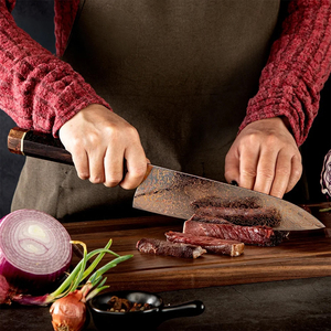 Couteau de cuisine artisanal en cuivre damas avec manches en bois assortis pour la restauration professionnelle et les cuisines domestiques - Product Image 3