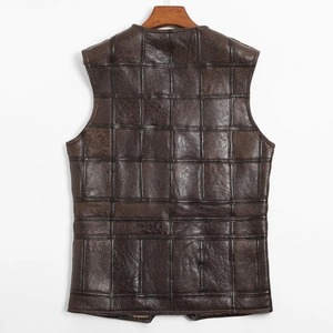 Gilet en cuir d'agneau véritable pour homme, doublé de fourrure, gilet d'hiver en cuir d'agneau pour homme avec doublure en fourrure - Product Image 1