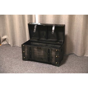 Classic Black Wooden Trunk <b>Box</b> Vintage Style Storage Chest For Clothes Wardrobe Storage Blanket And Bedding Organizer From India - Product Image 5