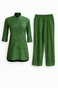 ชุดเซ็ตเสื้อและกางเกงลำลองปักลายผ้าวิสโคสสำหรับผู้หญิงสองชิ้น จากผู้ผลิต - Product Image 2