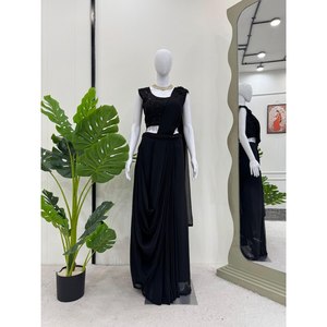 ชุดราตรีสไตล์ dhoti ที่สวยงามพร้อมสวมใส่สำหรับงานปาร์ตี้ช่วยเพิ่มลุคของคุณ - Product Image 4