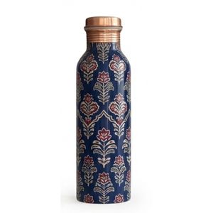 Custom <b>Botanical</b> <b>Print</b> Copper Water Bottle Leak-Proof Eco Custom Printed Green Copper Water Bottle Elegant Floral Design - Product Image 2