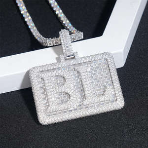 CONCEPTION Colgantes y Dijes de Plata de Ley 925 con Diamantes de Moissanita Brillantes, Diseño de Letra con Incrustaciones de Diamantes, Unisex - Product Image 3