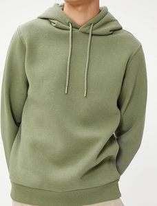 Sweat-shirt à capuche pour homme, vert uni, coupe oversize, 100% coton molletonné, décontracté, pour l'automne, avec poches, anti-rétrécissement, 370g, fermeture éclair - Product Image 5