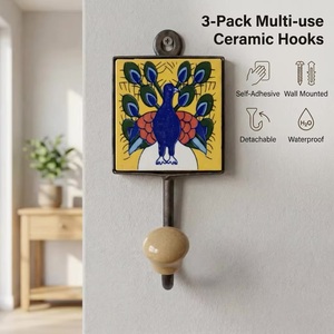 Ganchos de Pared de Cerámica Vintage con Diseño Desmontable, Ajustables y Ecológicos, Resistentes al Agua, para Almacenamiento de Ropa - Product Image 3