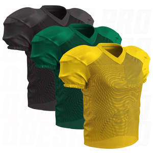 Maillot d'entraînement de football américain pour hommes, vêtements de sport en tissu mesh, polyester personnalisé, manches à double épaisseur, col en V, maillot de football - Product Image 1