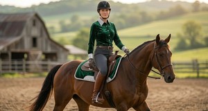Chemise d'équitation pour femme en velours vert émeraude, col à paillettes argentées, poignets français, légère, respirante, de qualité supérieure - Product Image 3