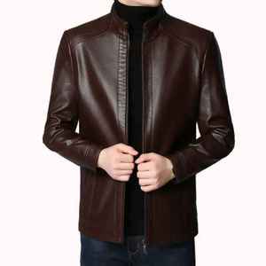 2026 Premium <b>Men</b> <b>Leather</b> <b>Jacket</b> with Canvas Fabric Waterproof & Windproof High Street Style Winter Casual Wear - Product Image 3