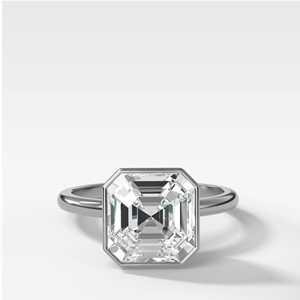 Anillos de compromiso de diamantes cultivados en laboratorio de 3 quilates y oro de 14K con corte Asscher, engaste de bisel, solitario, minimalista, anillos de boda, proveedor mayorista - Product Image 3
