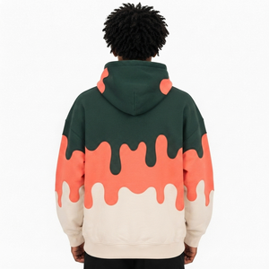 Hoodie personnalisé color block en molleton épais, coupe oversize, épaules tombantes, style streetwear, unisexe, pour hommes, mode, pull, fourniture - Product Image 2