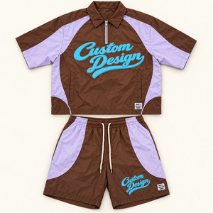 Conjunto Deportivo Unisex Personalizado de Nylon: Camisa Oversize con Cremallera y Pantalones Cortos con Cordón, Estilo Urbano, Venta al por Mayor - Product Image 2