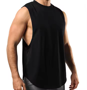 Débardeur de sport élastique pour homme, t-shirt de fitness à col incurvé, respirant, motif 3D, couleur unie, sans manches - Product Image 3