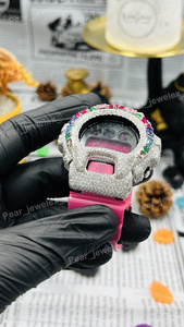 Reloj de plata de ley 925 con moissanita VVS y piedras multicolor en el bisel, digital, de lujo, hecho a mano, para hombre. - Product Image 3